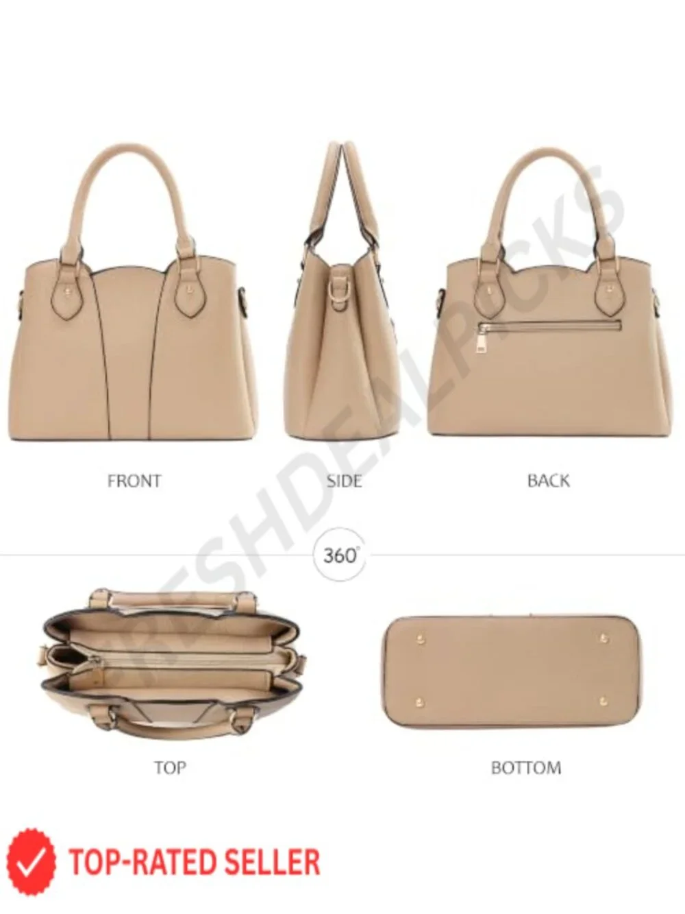 Women's Vegan Leather Crossbody Satchel Handbag Tote with Zipper Top Handle